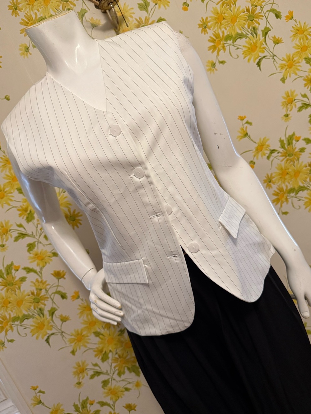 White Pinstripe Women's Vest size S